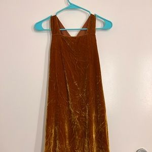 LOFT size medium gold velvet mini dress with halter neck